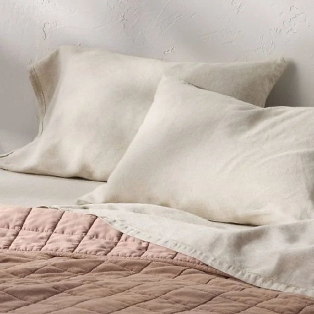 Casaluna Heavyweight 100% Linen Pillowcase Set of 2 Natural Cream Standard